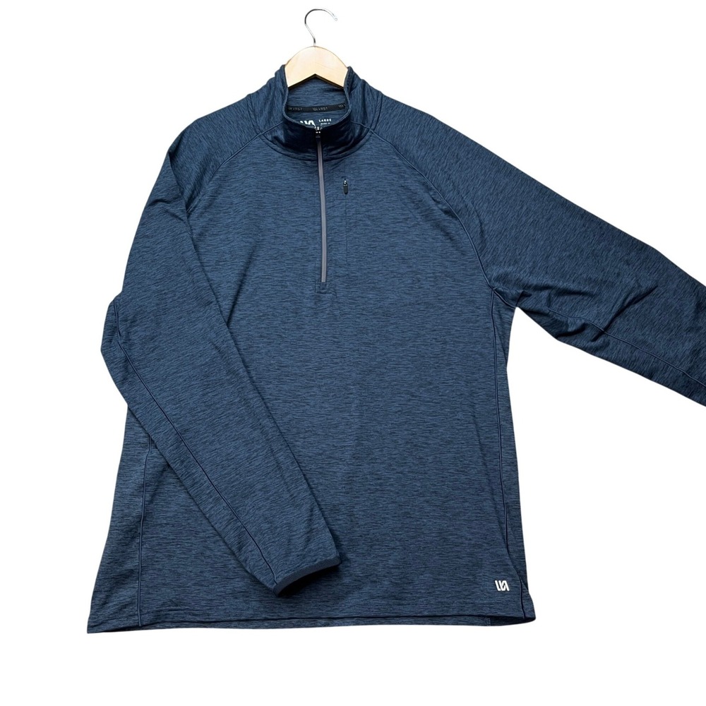 VRST Pullover Mens Large Blue Heathered Long Sleeve Quarter Zip Performance EUC